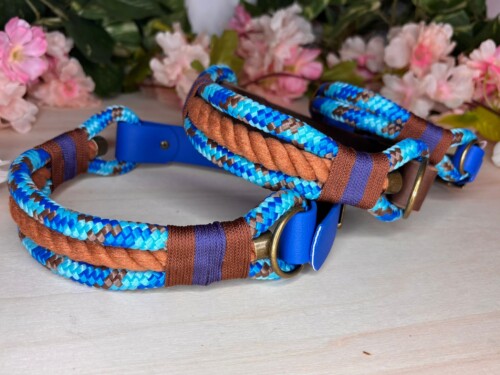 Blaues Tau Hundehalsband Ruhrau von Ruhrpawt, optional mit Hundeleine