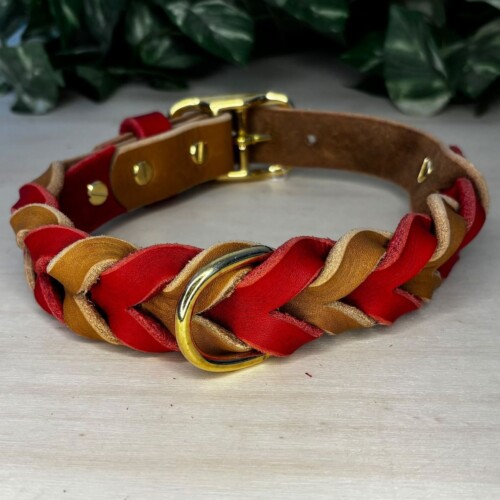 Hundehalsband in Cognac & Rot von Ruhrpawt aus Essen, Herbstedition