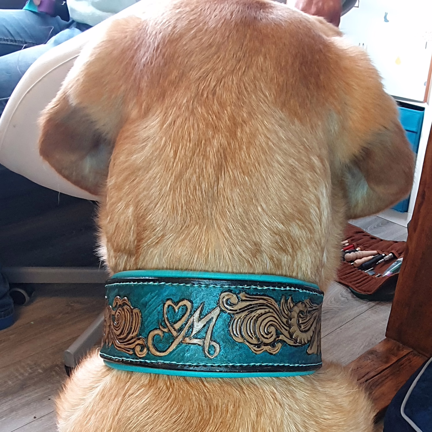 Punziertes Lederhalsband (4) Individuell gestaltetes Lederhalsband handgemacht nach Maß gefertigt von Ruhrpawt.